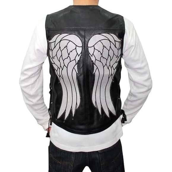 FAMOUS JACKET • Angel Wings The Walking Dead Daryl Dixon Leather Vest Jacket 🌺 - Picture 4 of 8